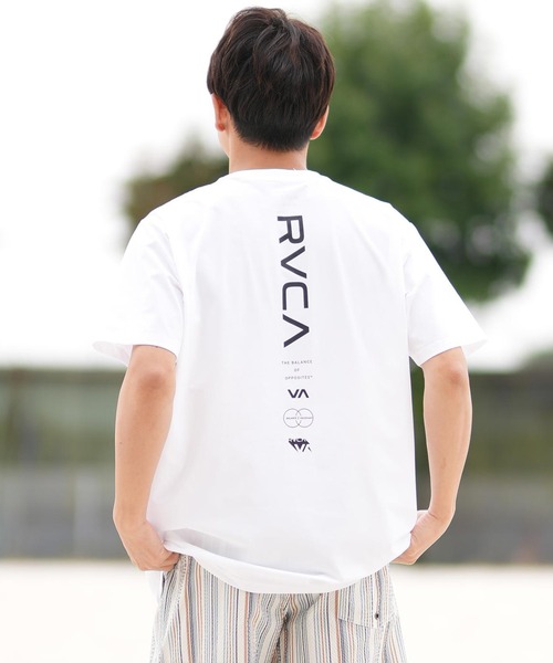 RVCA（ルーカ）の「RVCA/ルーカ 半袖Tシャツ 水陸両用/ユーティリティー UVケアラッシュガード BF041-871（ラッシュガード・メンズ・ホワイト×ブラック/ブラック×ブラック/ブラック×ホワイト・S/M/L）」の7枚目の写真