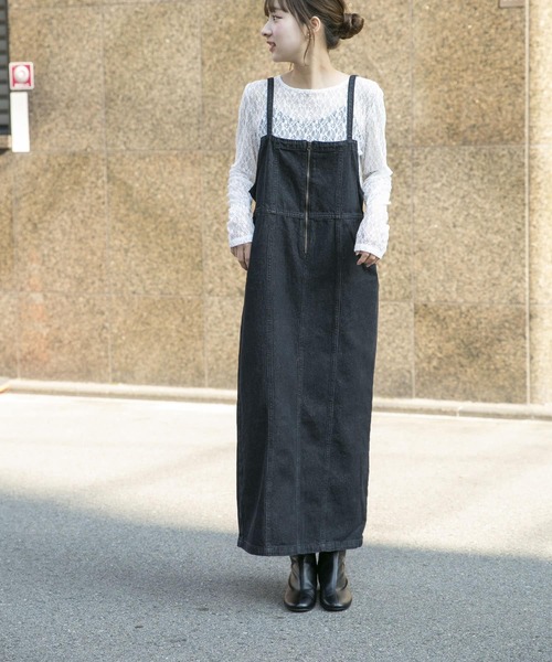 ITEMS URBANRESEARCH（アイテムズ アーバンリサーチ）の「デニムキャミワンピース（ワンピース・レディース・ブラック/ライトブルー・SMALL/FREE）」の7枚目の写真