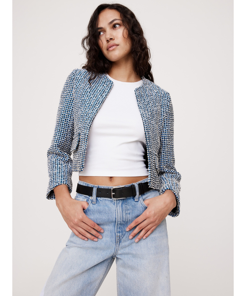 Banana Republic(バナナリパブリック)の「イタリアン ブークレ レディ ジャケット(ノーカラージャケット・レディース・ブルー・0/8/2/4/6)」の1枚目の写真