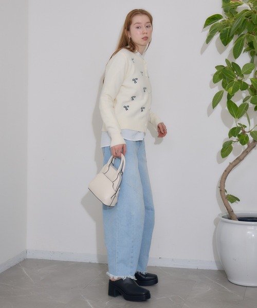 Paradise Picnic（パラダイスピクニック）の「リボン刺繍カーディガン（カーディガン/ボレロ・レディース・ブラック/アイボリー・FREE）」の9枚目の写真