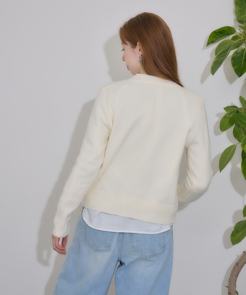 Paradise Picnic（パラダイスピクニック）の「リボン刺繍カーディガン（カーディガン/ボレロ・レディース・ブラック/アイボリー・FREE）」の15枚目の写真