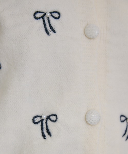 Paradise Picnic（パラダイスピクニック）の「リボン刺繍カーディガン（カーディガン/ボレロ・レディース・ブラック/アイボリー・FREE）」の12枚目の写真