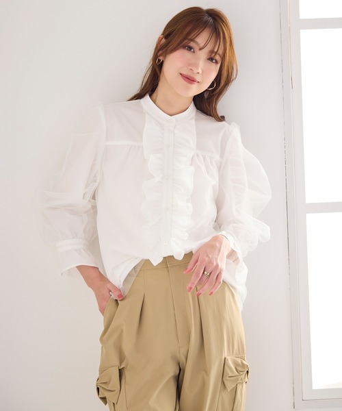 Rose Tiara(ローズティアラ)の「チュールレイヤードブラウス(シャツ/ブラウス・レディース・ブラック/オフホワイト・46/42/38)」の18枚目の写真