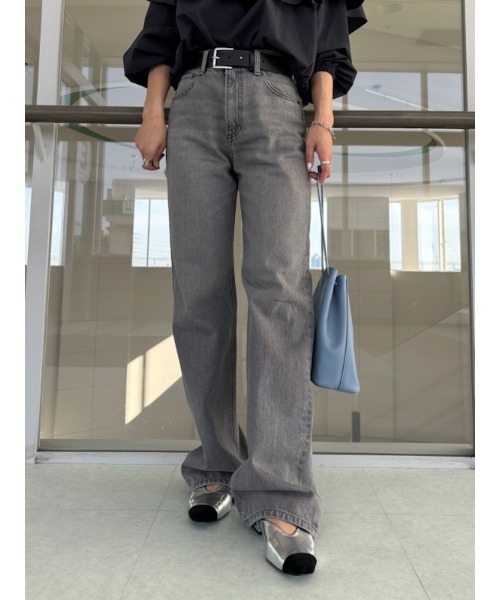 ミッドライズストレートデニムパンツ【手洗い可能】（デニム