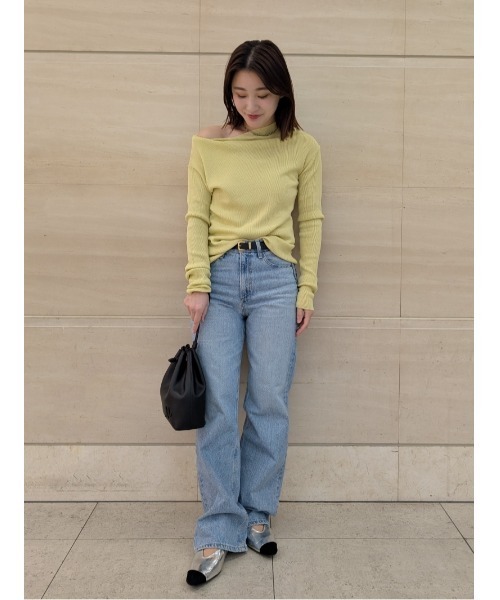 ミッドライズストレートデニムパンツ【手洗い可能】（デニム