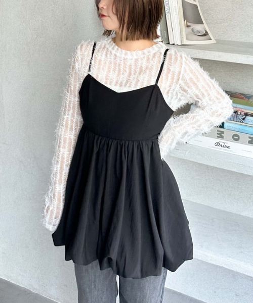 archives（アルシーヴ）の「裾バルーンミニキャミワンピース（ワンピース・レディース・ブラック/ベージュ・MEDIUM）」の14枚目の写真