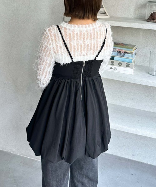 archives（アルシーヴ）の「裾バルーンミニキャミワンピース（ワンピース・レディース・ブラック/ベージュ・MEDIUM）」の16枚目の写真