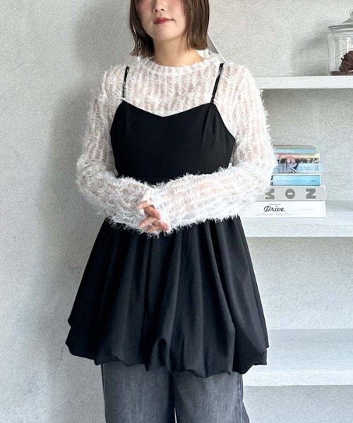 archives（アルシーヴ）の「裾バルーンミニキャミワンピース（ワンピース・レディース・ブラック/ベージュ・MEDIUM）」の18枚目の写真