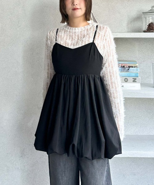 archives（アルシーヴ）の「裾バルーンミニキャミワンピース（ワンピース・レディース・ブラック/ベージュ・MEDIUM）」の19枚目の写真