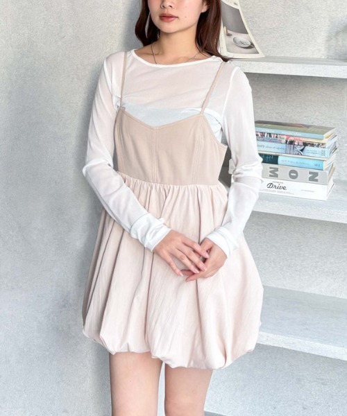 archives（アルシーヴ）の「裾バルーンミニキャミワンピース（ワンピース・レディース・ブラック/ベージュ・MEDIUM）」の4枚目の写真