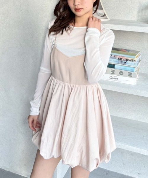 archives（アルシーヴ）の「裾バルーンミニキャミワンピース（ワンピース・レディース・ブラック/ベージュ・MEDIUM）」の5枚目の写真