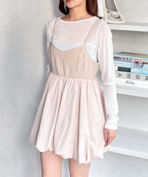 archives（アルシーヴ）の「裾バルーンミニキャミワンピース（ワンピース・レディース・ブラック/ベージュ・MEDIUM）」の6枚目の写真