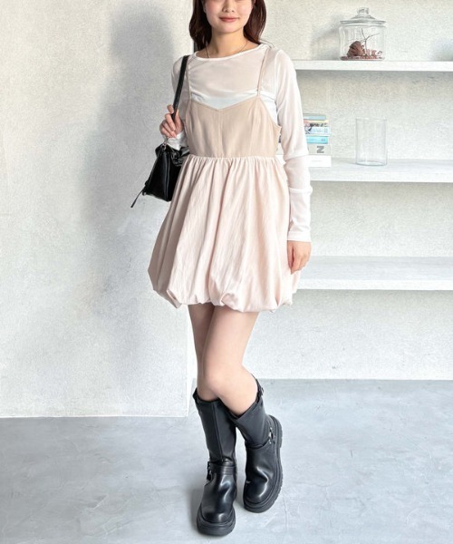 archives（アルシーヴ）の「裾バルーンミニキャミワンピース（ワンピース・レディース・ブラック/ベージュ・MEDIUM）」の10枚目の写真