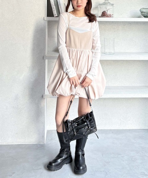 archives（アルシーヴ）の「裾バルーンミニキャミワンピース（ワンピース・レディース・ブラック/ベージュ・MEDIUM）」の11枚目の写真