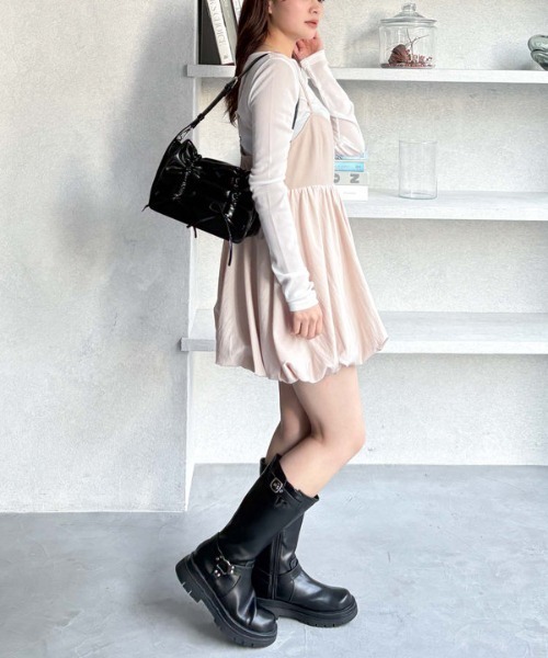 archives（アルシーヴ）の「裾バルーンミニキャミワンピース（ワンピース・レディース・ブラック/ベージュ・MEDIUM）」の12枚目の写真