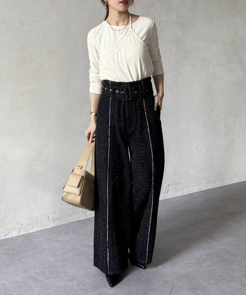 Thevon（ゼボン）の「アシメレイヤードリブプルオーバー（Tシャツ/カットソー・レディース・ブラック/オフホワイト/チャコールグレー/グリーン系その他・FREE）」の6枚目の写真