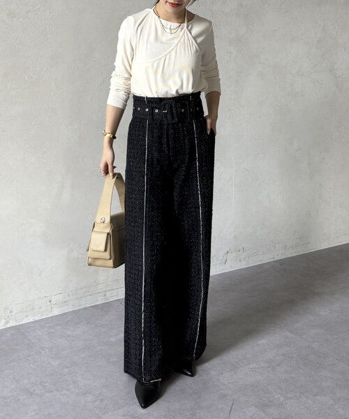 Thevon（ゼボン）の「アシメレイヤードリブプルオーバー（Tシャツ/カットソー・レディース・ブラック/オフホワイト/チャコールグレー/グリーン系その他・FREE）」の8枚目の写真