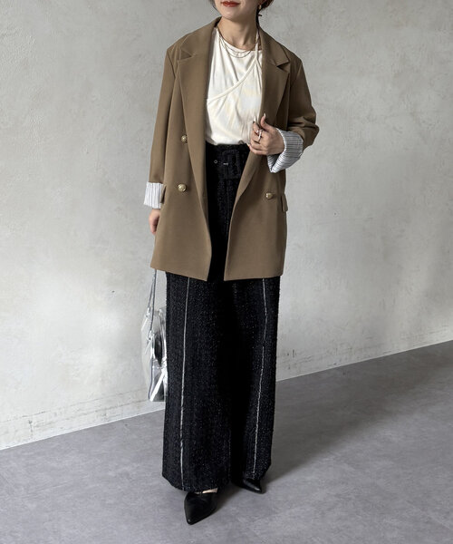 Thevon（ゼボン）の「アシメレイヤードリブプルオーバー（Tシャツ/カットソー・レディース・ブラック/オフホワイト/チャコールグレー/グリーン系その他・FREE）」の9枚目の写真