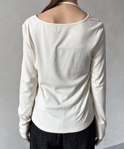 Thevon（ゼボン）の「アシメレイヤードリブプルオーバー（Tシャツ/カットソー・レディース・ブラック/オフホワイト/チャコールグレー/グリーン系その他・FREE）」の11枚目の写真