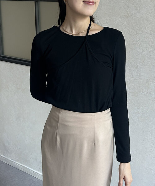 Thevon（ゼボン）の「アシメレイヤードリブプルオーバー（Tシャツ/カットソー・レディース・ブラック/オフホワイト/チャコールグレー/グリーン系その他・FREE）」の13枚目の写真