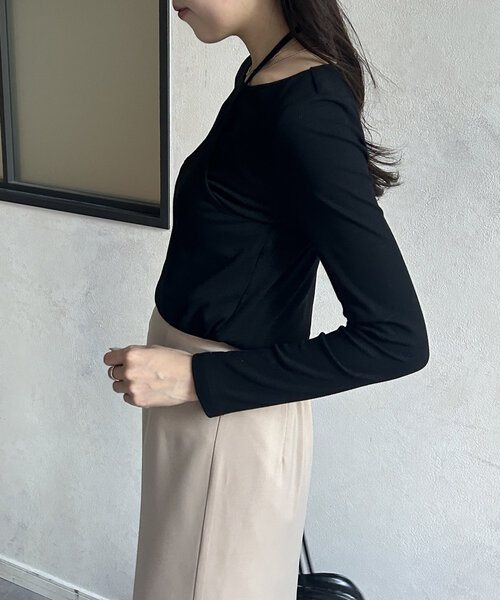 Thevon（ゼボン）の「アシメレイヤードリブプルオーバー（Tシャツ/カットソー・レディース・ブラック/オフホワイト/チャコールグレー/グリーン系その他・FREE）」の14枚目の写真