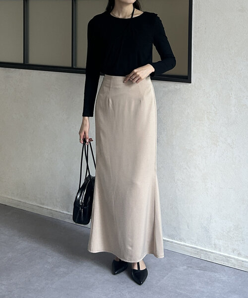 Thevon（ゼボン）の「アシメレイヤードリブプルオーバー（Tシャツ/カットソー・レディース・ブラック/オフホワイト/チャコールグレー/グリーン系その他・FREE）」の18枚目の写真