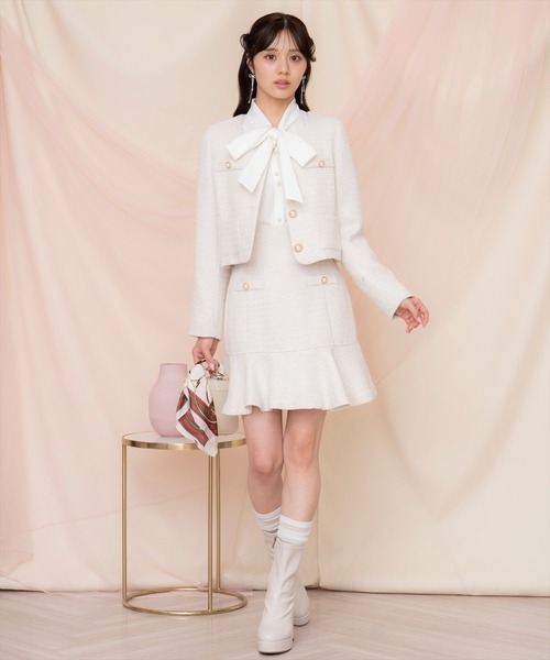 WILLSELECTION（ウィルセレクション）の「ラメツイードフレアミニスカート（スカート・レディース・ピンク/イエロー/オフホワイト・FREE）」の16枚目の写真