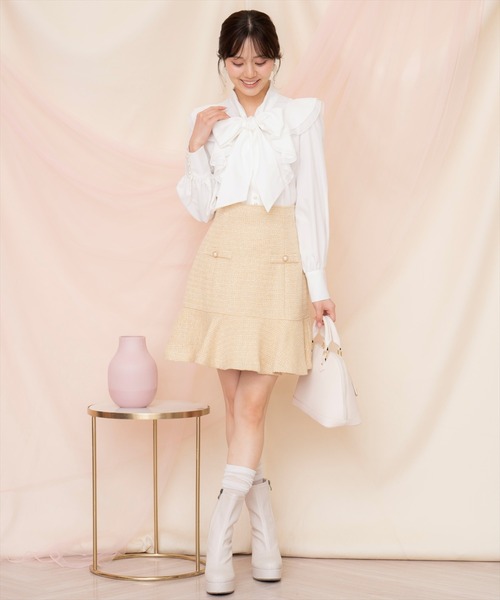 WILLSELECTION（ウィルセレクション）の「ラメツイードフレアミニスカート（スカート・レディース・ピンク/イエロー/オフホワイト・FREE）」の20枚目の写真