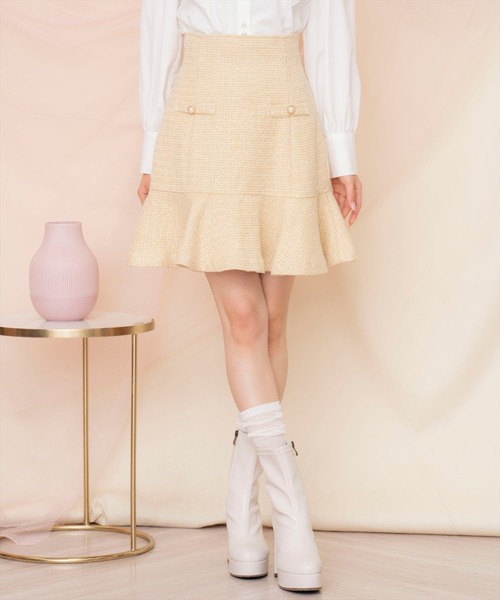 WILLSELECTION（ウィルセレクション）の「ラメツイードフレアミニスカート（スカート・レディース・ピンク/イエロー/オフホワイト・FREE）」の22枚目の写真