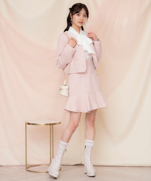 WILLSELECTION（ウィルセレクション）の「ラメツイードフレアミニスカート（スカート・レディース・ピンク/イエロー/オフホワイト・FREE）」の8枚目の写真