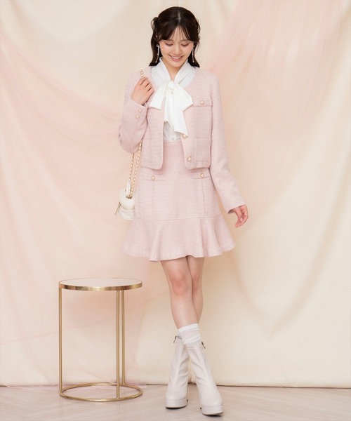 WILLSELECTION（ウィルセレクション）の「ラメツイードフレアミニスカート（スカート・レディース・ピンク/イエロー/オフホワイト・FREE）」の9枚目の写真