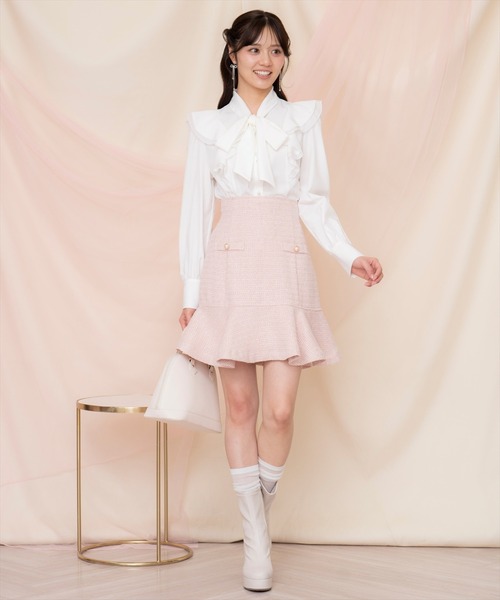 WILLSELECTION（ウィルセレクション）の「ラメツイードフレアミニスカート（スカート・レディース・ピンク/イエロー/オフホワイト・FREE）」の11枚目の写真