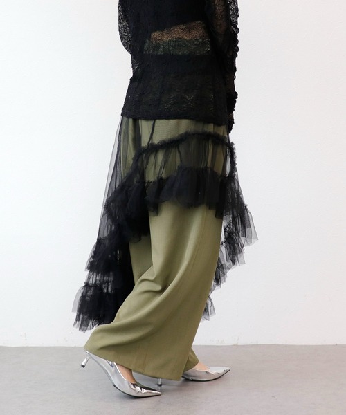 Three Four Time（ｽﾘｰﾌｫｰﾀｲﾑ）の「チュールアシメスカート（スカート・レディース・ブラック/キャメル・FREE）」の3枚目の写真