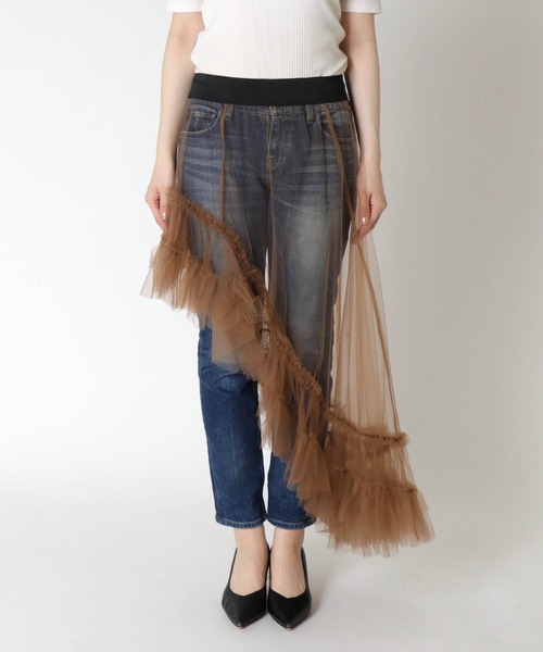 Three Four Time（ｽﾘｰﾌｫｰﾀｲﾑ）の「チュールアシメスカート（スカート・レディース・ブラック/キャメル・FREE）」の17枚目の写真