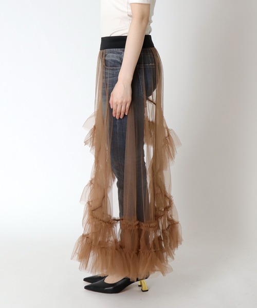 Three Four Time（ｽﾘｰﾌｫｰﾀｲﾑ）の「チュールアシメスカート（スカート・レディース・ブラック/キャメル・FREE）」の18枚目の写真