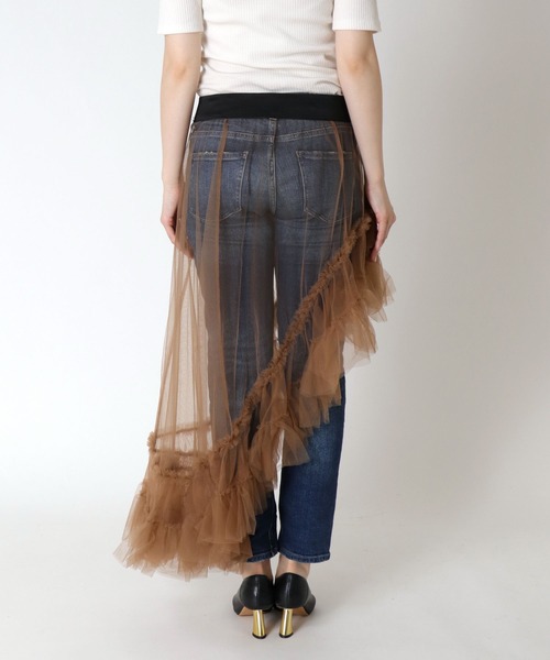 Three Four Time（ｽﾘｰﾌｫｰﾀｲﾑ）の「チュールアシメスカート（スカート・レディース・ブラック/キャメル・FREE）」の7枚目の写真