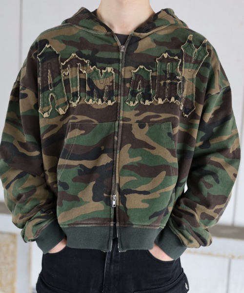 ATMARK（アットマーク）の「《フリーサイズ　/　UNISEX　》ATMARKロゴ　フリンジ　ミドルフルジップパーカー（パーカー・メンズ・ブラック/レッド/グリーン・FREE）」の11枚目の写真