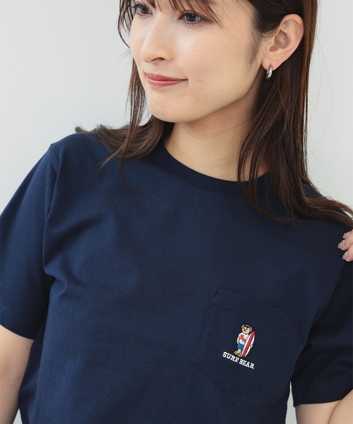BEAMS HEART（ビームスハート）の「【ユニセックス】サーフベアー シンプル ポケット Tシャツ（Tシャツ/カットソー・メンズ・ホワイト/ネイビー/オリーブ・XL/S/M/L）」の3枚目の写真