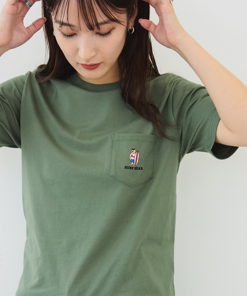 BEAMS HEART（ビームスハート）の「【ユニセックス】サーフベアー シンプル ポケット Tシャツ（Tシャツ/カットソー・メンズ・ホワイト/ネイビー/オリーブ・XL/S/M/L）」の2枚目の写真