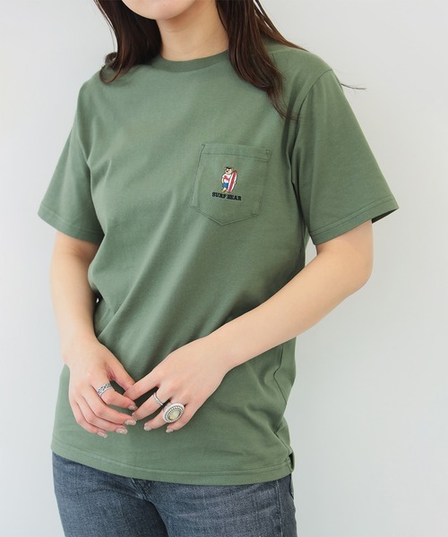 BEAMS HEART（ビームスハート）の「【ユニセックス】サーフベアー シンプル ポケット Tシャツ（Tシャツ/カットソー・メンズ・ホワイト/ネイビー/オリーブ・XL/S/M/L）」の15枚目の写真