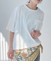 AS KNOW AS plus | ●ポケット付き コットン ラウンド半袖Tシャツ(Tシャツ/カットソー)