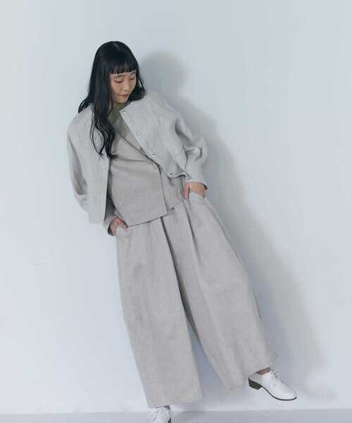 LOISIR（ロワズィール）の「リネンツイルノーカラージャケット（ノー