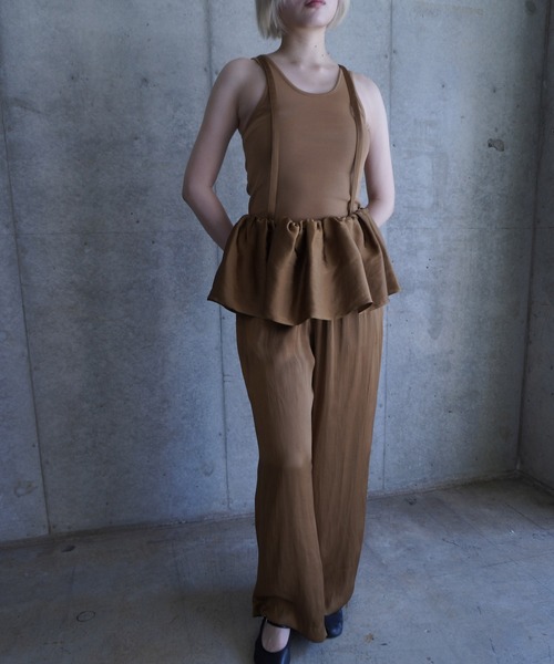 G.V.G.V.(ジーヴィージーヴィー)の「SATIN SUSPENDER PANTS(その他パンツ・レディース・ブラック/ブラウン・ONE SIZE)」の1枚目の写真