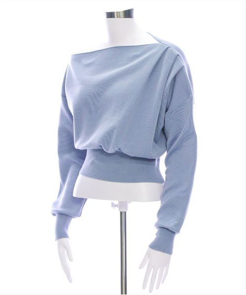 CLEAR BASIC（クリアベーシック）の「ワンポイント刺繍ワンショル2wayニットトップス［大人カジュアル 春夏ニット］≪再入荷≫（ニット/セーター・レディース・アイボリー/ミント/ブルーグレー/ブラック・F）」の5枚目の写真