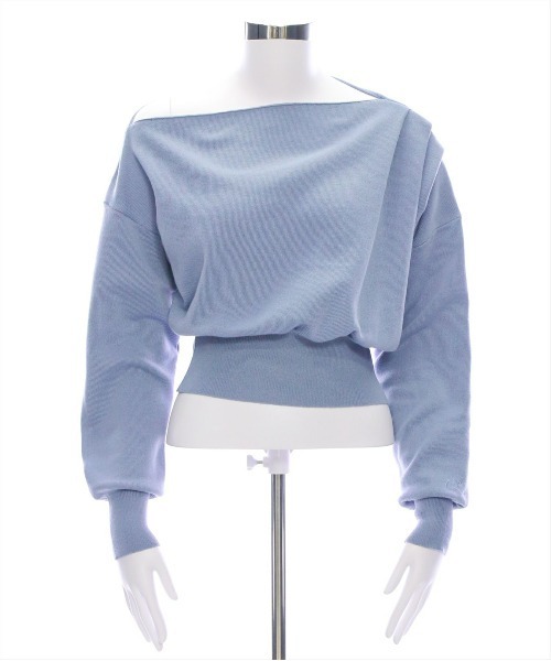 CLEAR BASIC（クリアベーシック）の「ワンポイント刺繍ワンショル2wayニットトップス［大人カジュアル 春夏ニット］≪再入荷≫（ニット/セーター・レディース・アイボリー/ミント/ブルーグレー/ブラック・F）」の12枚目の写真