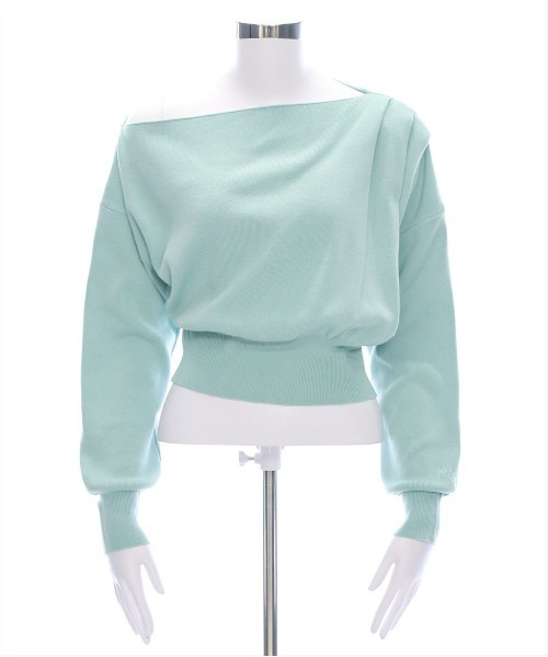 CLEAR BASIC（クリアベーシック）の「ワンポイント刺繍ワンショル2wayニットトップス［大人カジュアル 春夏ニット］≪再入荷≫（ニット/セーター・レディース・アイボリー/ミント/ブルーグレー/ブラック・F）」の11枚目の写真