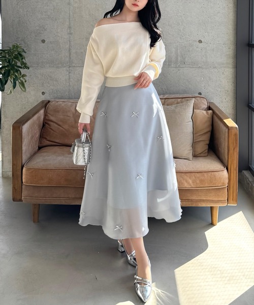 CLEAR BASIC（クリアベーシック）の「ワンポイント刺繍ワンショル2wayニットトップス［大人カジュアル 春夏ニット］≪再入荷≫（ニット/セーター・レディース・アイボリー/ミント/ブルーグレー/ブラック・F）」の20枚目の写真