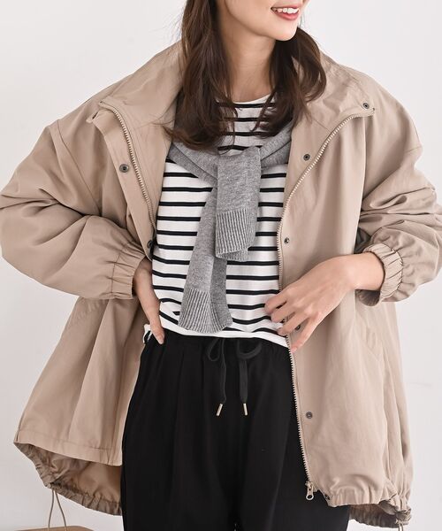 rps(アールピーエス)の「ナイロンワッシャースタンドカラーブルゾン(ブルゾン・レディース・アイボリー/ブラック/ベージュ・フリー)」の1枚目の写真