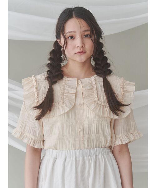 merry jenny 新品 イエロー flower bigカラーブラウス merry jenny flower bigカラーブラウス（イエロー