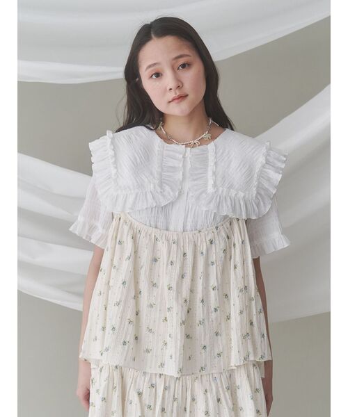美品 バーニーズ ニューヨーク ビッグカラーブラウス White ビッグカラーブラウス(シャツ/ブラウス)|merry jenny(メリー